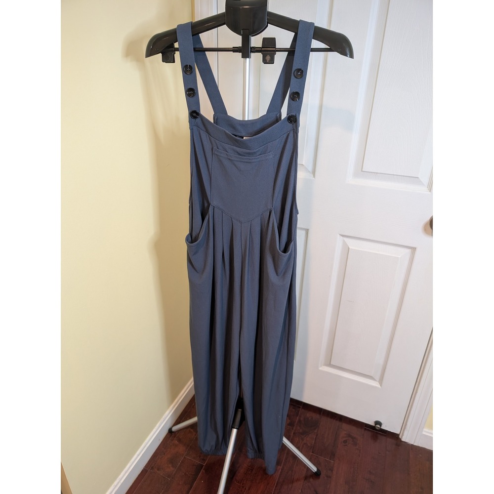 Halara Overalls Women Grisaille Blue Button Strap Jogger Jumpsuit NWT - Size‎ L